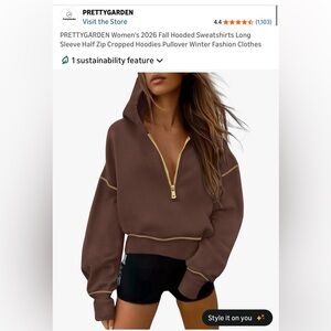 PRETTYGARDEN Women's Brown Zip-Up Hoodie